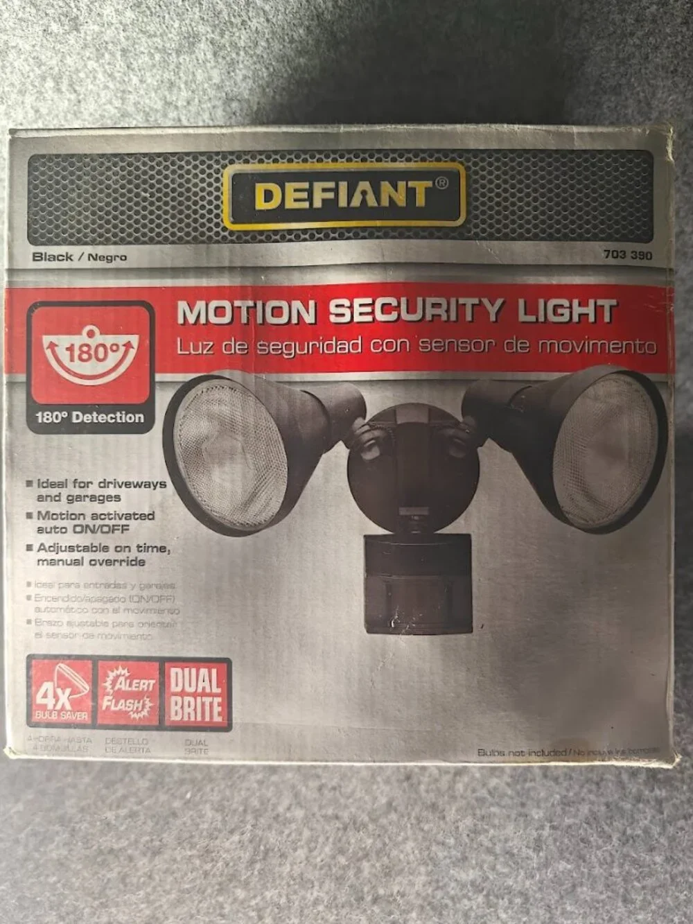 Defiant Motion Security Light NEW Open Box Complete 180° Black DualBrite
